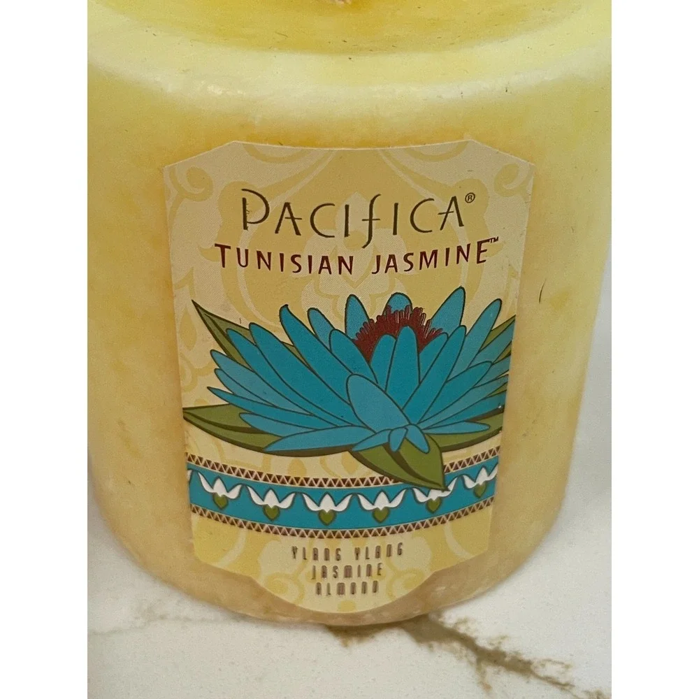 Pacifica Tunisian Jasmine Pillar Candle Scented‎ Single Wick 3